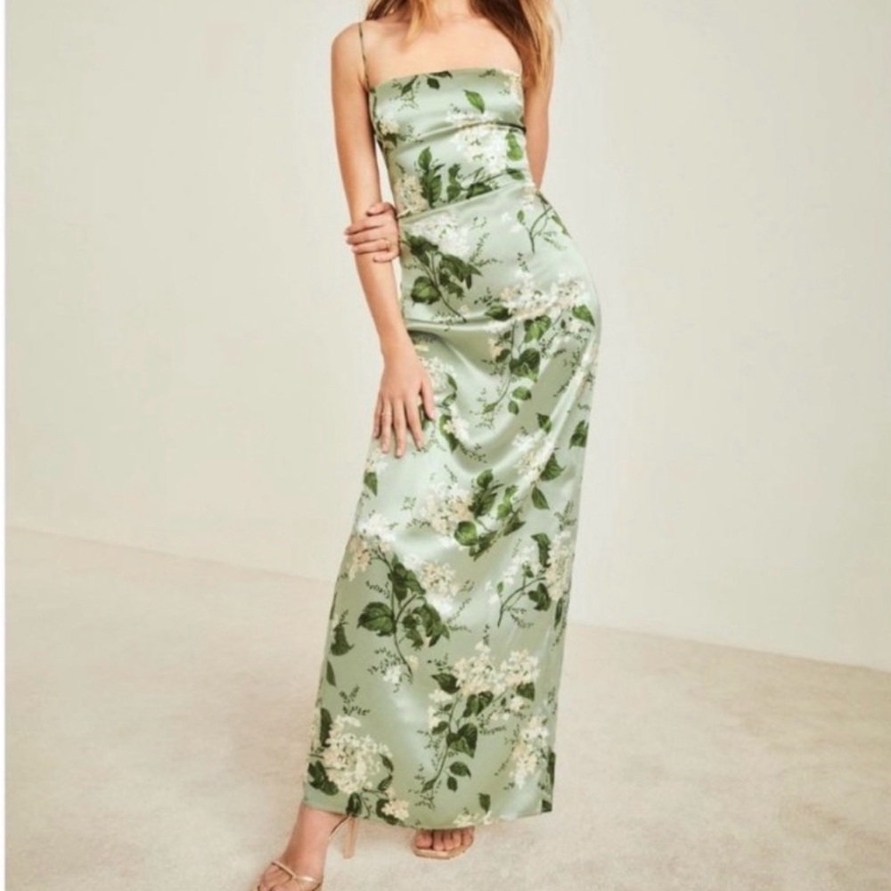Reformation Frankie Silk Dress - Tea Garden size 8 NWOT
